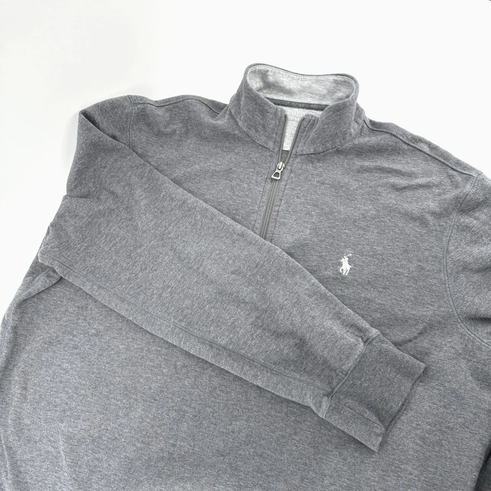 Polo Ralph Lauren  1/4‎ Zip Pullover Fleece Performance Men's L Pony Logo Gray